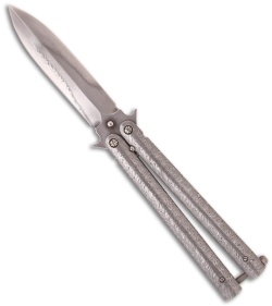 Chuck Gedraitis Knives Balisong #38 Damascus Butterfly Knife (3.5" Hamon)
