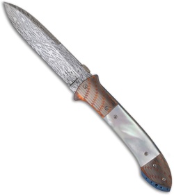 Chuck Gedraitis Custom Phoenix Knife Prototype w/ White Pearl Scales (Damascus)