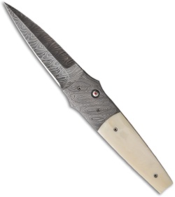 Corrie Schoeman X Claim Folder Automatic Knife w/ Warthog Tusk (3.3" Damascus)