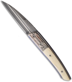 Corrie Schoeman X Plore Folder Knife w/ Warthog Tusk (3.25" Damascus)