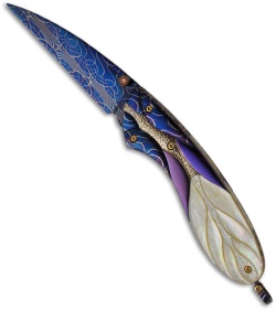 Suchat Jangtanong Mosaic Damascus Folding Knife w/ Carved Pearl (2.85" Plain)