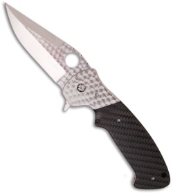 Crawford Custom Kasper Flipper Knife w/ Carbon Fiber (3.875" Satin Plain)