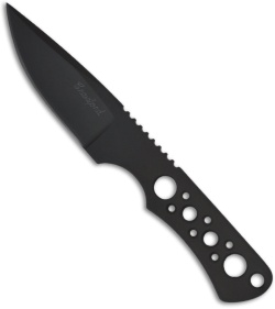 Custom Crawford Drop Point Neck Knife Fixed Blade (3" Black Plain)