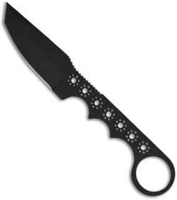 Custom Crawford Samurai Neck Knife Fixed Tanto Blade (3" Black Plain)