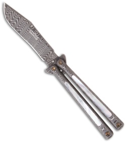 DDR Darrel Ralph Custom Venturi Butterfly Balisong Knife Pearl Inlay (Damascus)