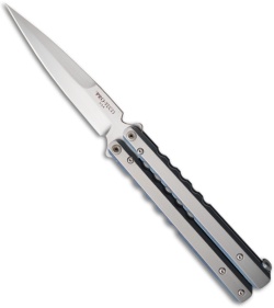 Protech Custom FlyFather Prototype Balisong Butterfly (Silver/Sky Blue Titanium)