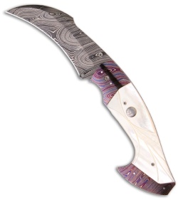 Reese Weiland Small Rastor D/A Automatic Knife Mother of Pearl (3.25" Damascus)