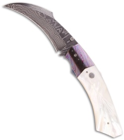 Reese Weiland Large Wasp D/A Automatic Knife Mother of Pearl (4" Damascus)