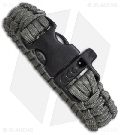 Paracord Survival Bracelet w/ Whistle Buckle (Foliage Green)