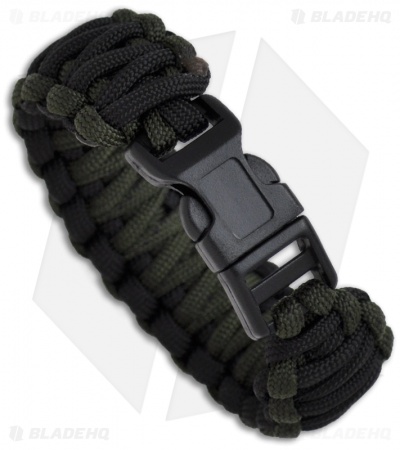 Knot Boys 1" Double Paracord Survival Bracelet Fat Boy (Black/Green)