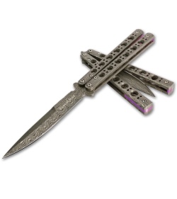 Benchmade 42-101 Gold Class Bali-Song Knife Butterfly Knife (4.2" Damascus)