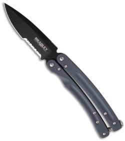 Bradley Mayhem Butterfly Knife Blue Titanium Balisong (3.83" Serr) 17040SBK-701