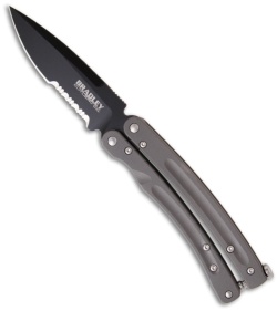 Bradley Mayhem Butterfly Knife Titanium Balisong (3.83" Black Serr) 17040SBK
