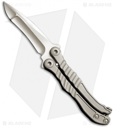 Microtech Custom Metal Mark Balisong Butterfly Knife (High Polish) with titanium handles.