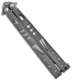Microtech Tachyon II Bowie Titanium Balisong Butterfly Knife (4.5" SW Plain)