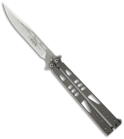 Microtech Tachyon II Bowie Titanium Balisong Butterfly Knife (4.5" SW Plain)