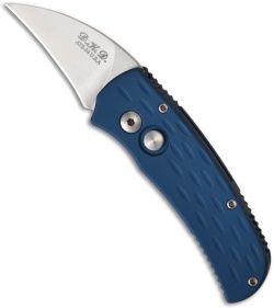 DKD Shark Tooth Automatic Knife Blue Aluminum (1.9" Satin Plain) USA Made