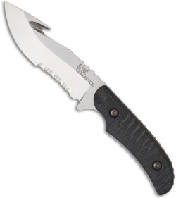 Bone Collector Large Fixed Blade Knife w/ Gut Hook 15010S Black G10 (4.1" Serr)