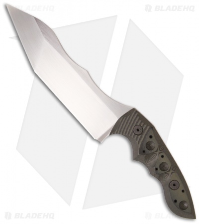 J. Brous Knives Custom JB-119 Fixed Blade Knife Green/Black G10 (6" Hand Satin)