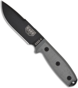 ESEE Knives ESEE-4P-CP-MB Knife w/ Clip Point & MOLLE Back (4.5" Black Plain)