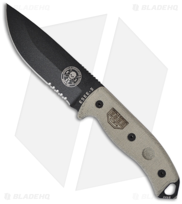 ESEE Knives ESEE5S Knife Tactical Survival Fixed Blade (5.25" Black