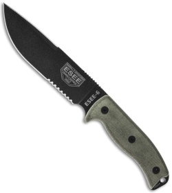 ESEE Knives ESEE-6S-CP-B Knife w/ Clip Point & Black Sheath (6.5" Serr)