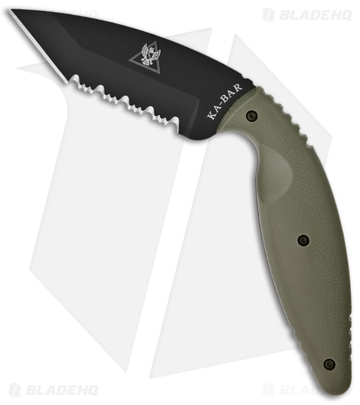 KaBar Large TDI Law Enforcement Tanto Fixed Blade Knife (3.7" Serr