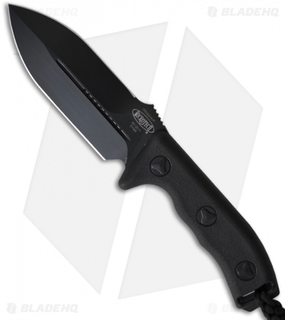 Microtech Crosshair Knife Double Edge D2 Fixed Blade (5" Black Plain) 101-1BL