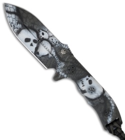 Microtech Crosshair Custom Jungle Skull Fixed Blade Knife - Hand Painted (Plain)
