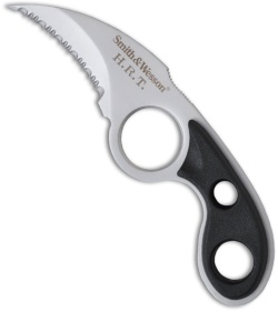 Smith & Wesson SWHRT2 Badge Knife Fixed Blade (2.35" Bead Blast Serr)