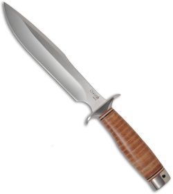 SOG Agency Fixed Blade Knife w/ Leather Sheath (Satin PLN) AG-01