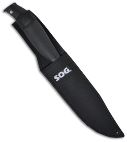SOG Aura SEAL Knife Fixed Blade Bowie w/ Nylon Sheath (Black PLN) AU-03