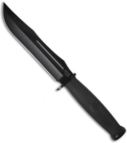 SOG Fixation Bowie Fixed Blade Knife (7" Black Plain) FX-01