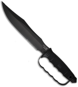 SOG Tigershark Elite 2.0 Fixed Blade Knife w/ Sheath (Black SER) TE-02