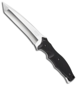 SOG Vulcan Fixed Blade Tanto Knife w/ Leather Sheath (Satin PLN) VL-50