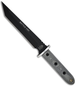TOPS Knives Battle Cry Micarta Fixed Blade Tanto Knife w/ Sheath (Black) BC-02