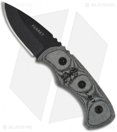 TOPS Knives Ferret Fixed Blade Neck Knife (1.875" Black Plain) FBHP-01