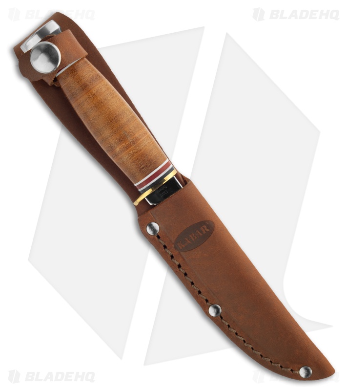 KaBar Little Finn Hunter Fixed Blade Knife Leather Handle (3.7" Polish