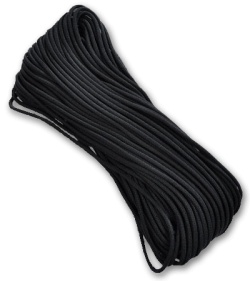 Black 550 Paracord Nylon Braided 7-Strand Core (100') USA