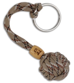 Monkey Knuts Desert Camo Knut Buster Paracord Lanyard Keychain w/ Wooden Barrel