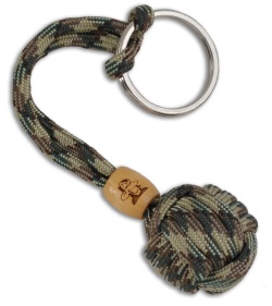 Monkey Knuts Multi Camo Knut Buster Paracord Lanyard Keychain w/ Wooden Barrel