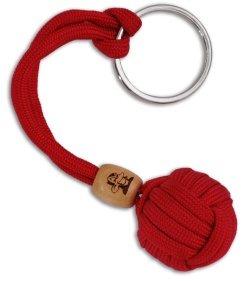 Monkey Knuts Bright Red Knut Buster Paracord Lanyard Keychain w/ Wooden Barrel