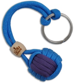 Monkey Knuts Colonial Blue & Purple Sports Knut Lanyard w/ Wooden Barrel