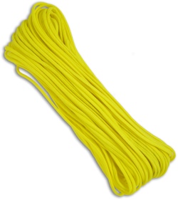 Neon Yellow Nylon Braided 550 Cord Paracord (100')