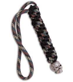 Schmuckatelli Classic Skull Bead w/ Jungle Camo Paracord Lanyard (Pewter)