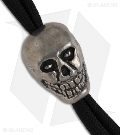 Smiling Skull Bead Large Metal Antique Pewter