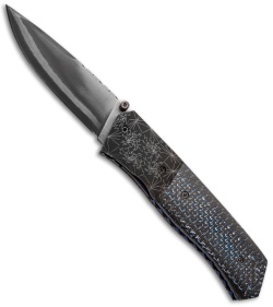 Burr Oak Knives Splinter Knife Carbon Fiber (3.38" San Mai Damascus)