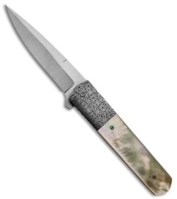 Chuck Gedraitis Stiletto Flipper Knife w/ Gold Lip Pearl (3.625" Satin Plain)