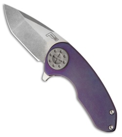Curtiss Knives F3 Compact Knife Titanium Flipper Purple (2.31" Stonewash Plain)
