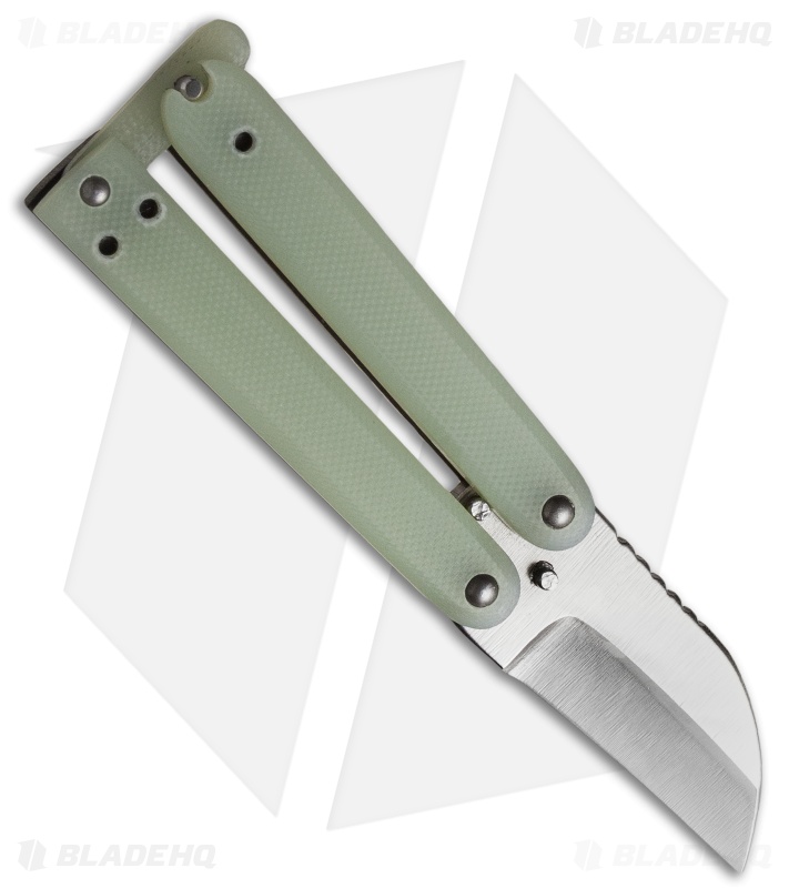 Nathan Dewey Custom Gremlin Mini Balisong Knife Black/Jade G10 (2